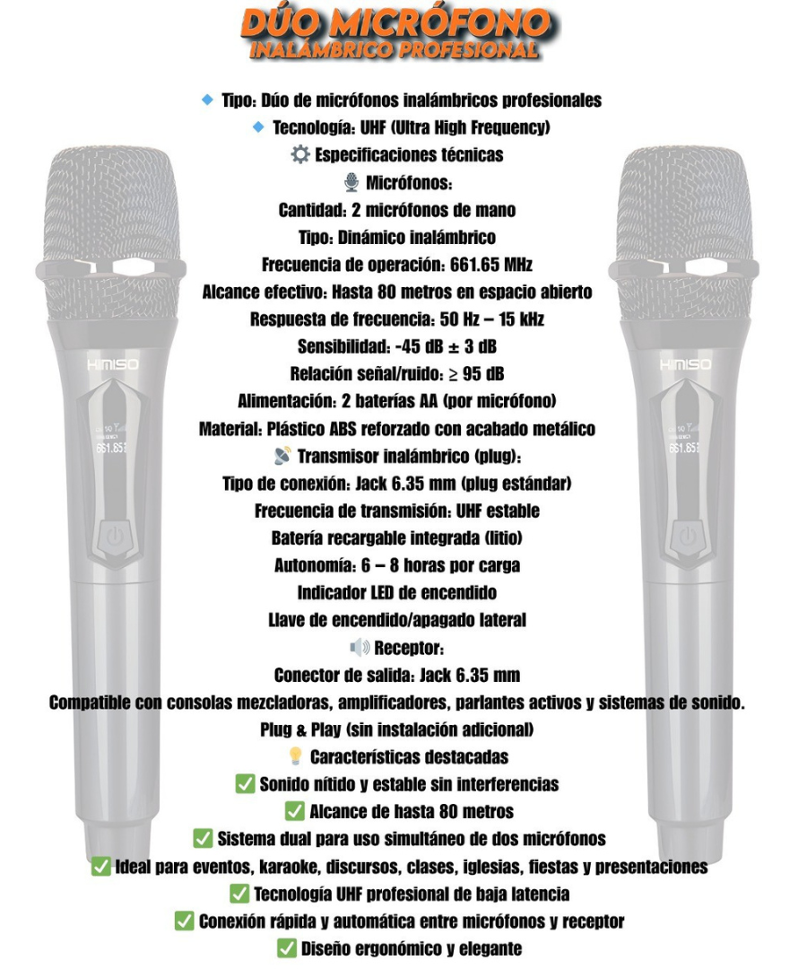 Dúo de Micrófonos Inalámbricos Profesionales
