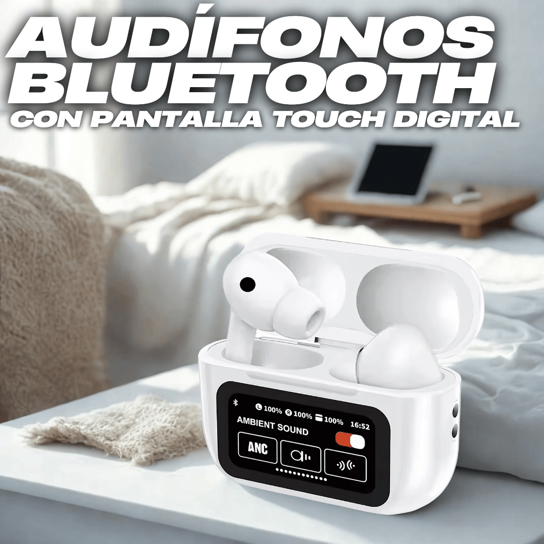 Audífonos Inalámbricos Bluetooth con Estuche Pantalla LED Táctil