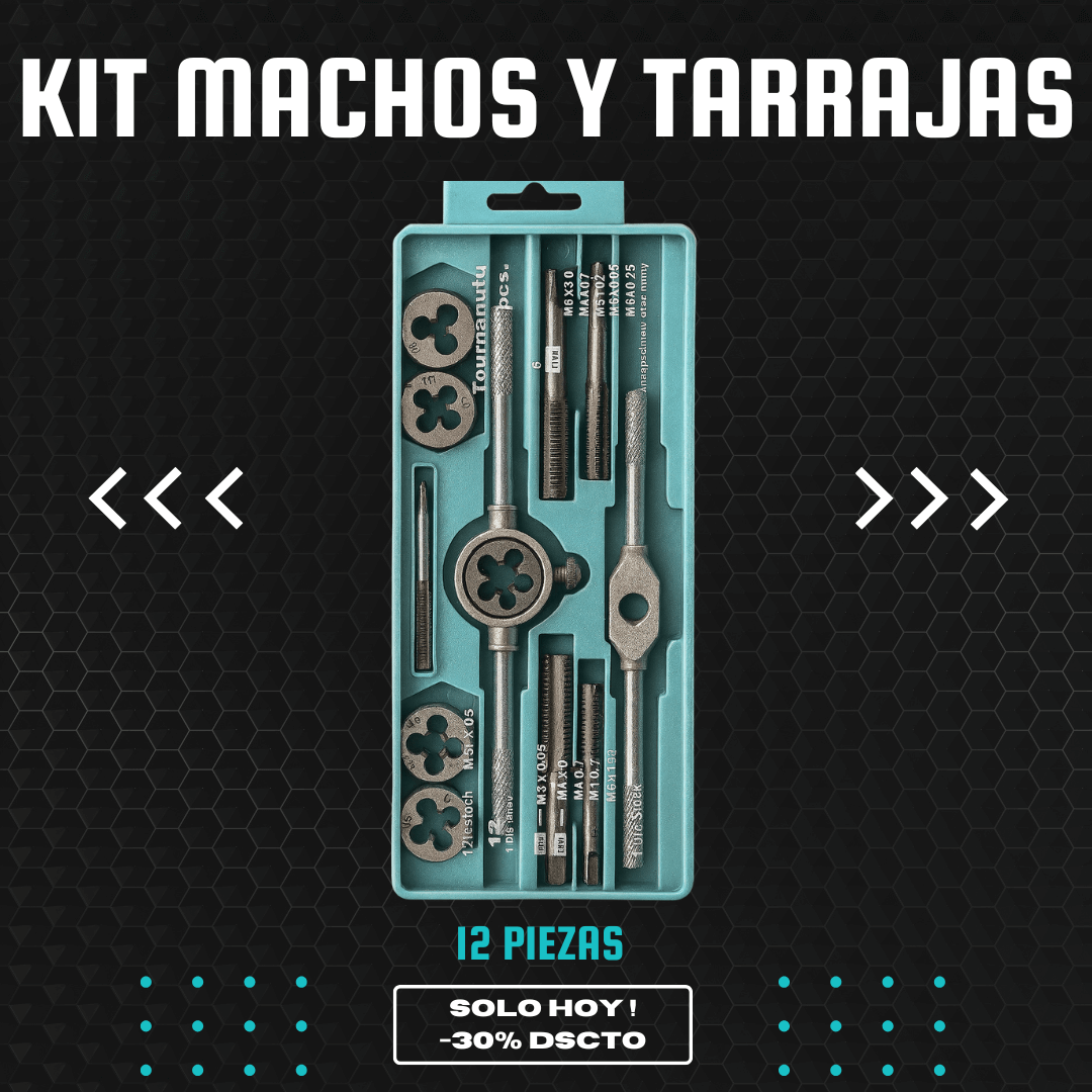 Kit Machos y Tarrajas 12 Piezas – Juego de Roscas Profesional