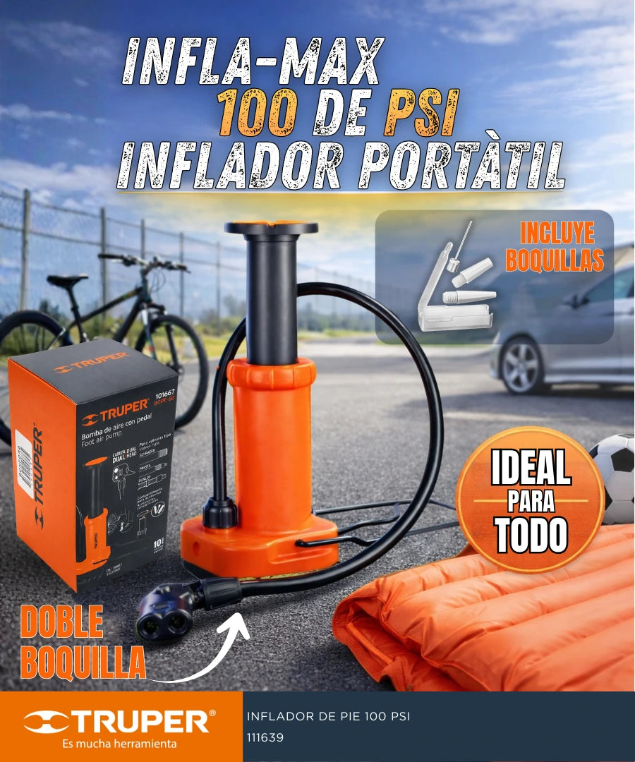 INFLAMAX-inflador portátil de pie - 100 PSI