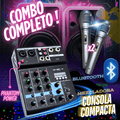Consola de Sonido Profesional 4Canales con Bluetooth + 2 Micrófonos