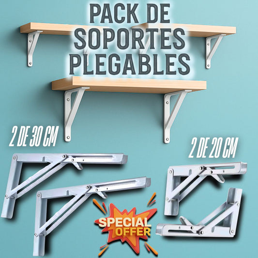 Pack 4 Soportes Plegables Abatibles de Acero