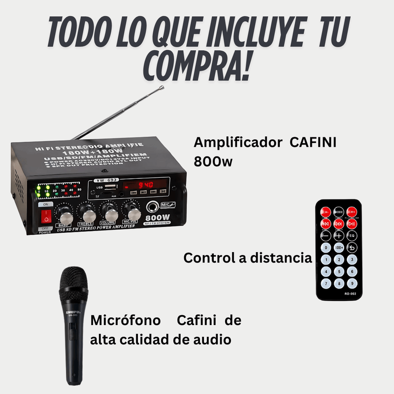 Amplificador de Sonido 800W – Profesional Todo en Uno con Bluetooth y USB