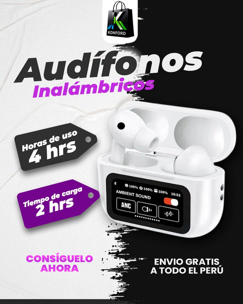 Audífonos Inalámbricos Bluetooth con Estuche Pantalla LED Táctil
