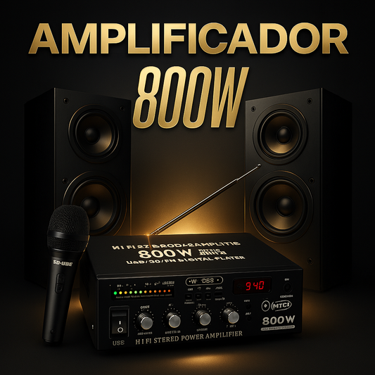 Amplificador de Sonido 800W – Profesional Todo en Uno con Bluetooth y USB