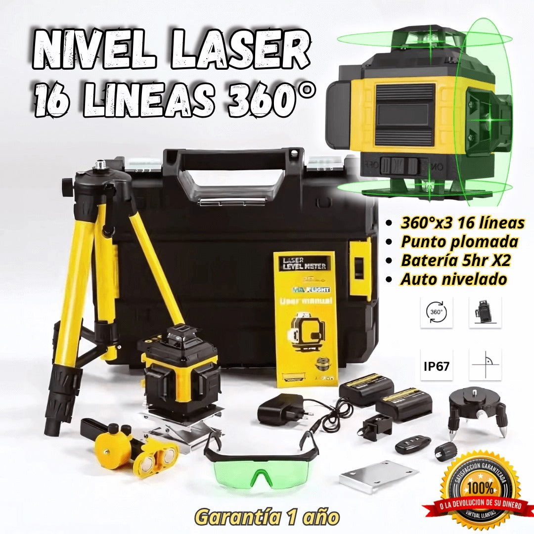 Nivel Láser 4D 16 Líneas Profesional 360