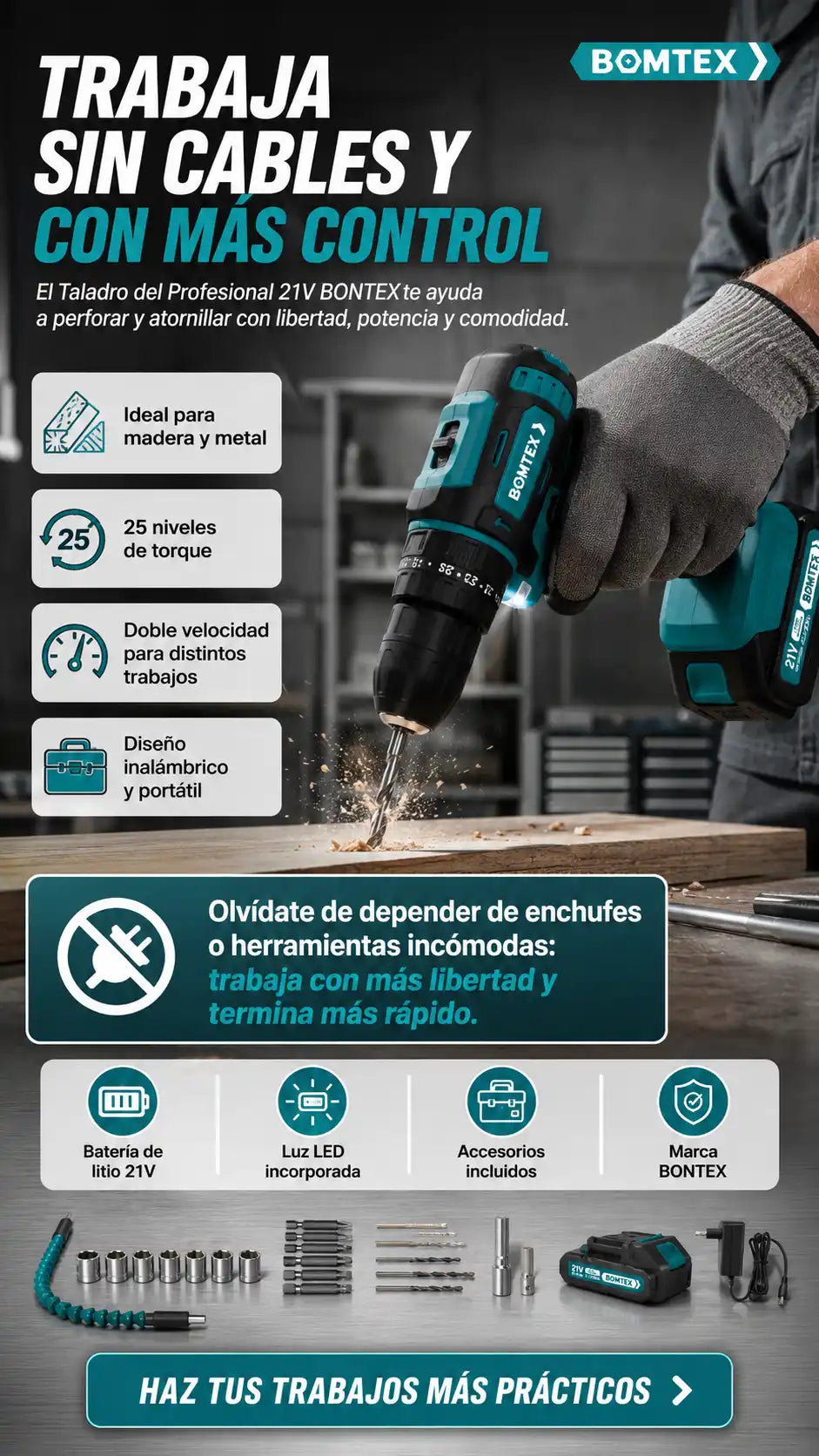 Taladro del Profesional 21V