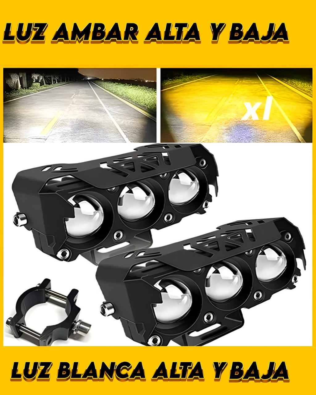 FAROS LED ULTRA POTENTES AMBAR 2 EN 1