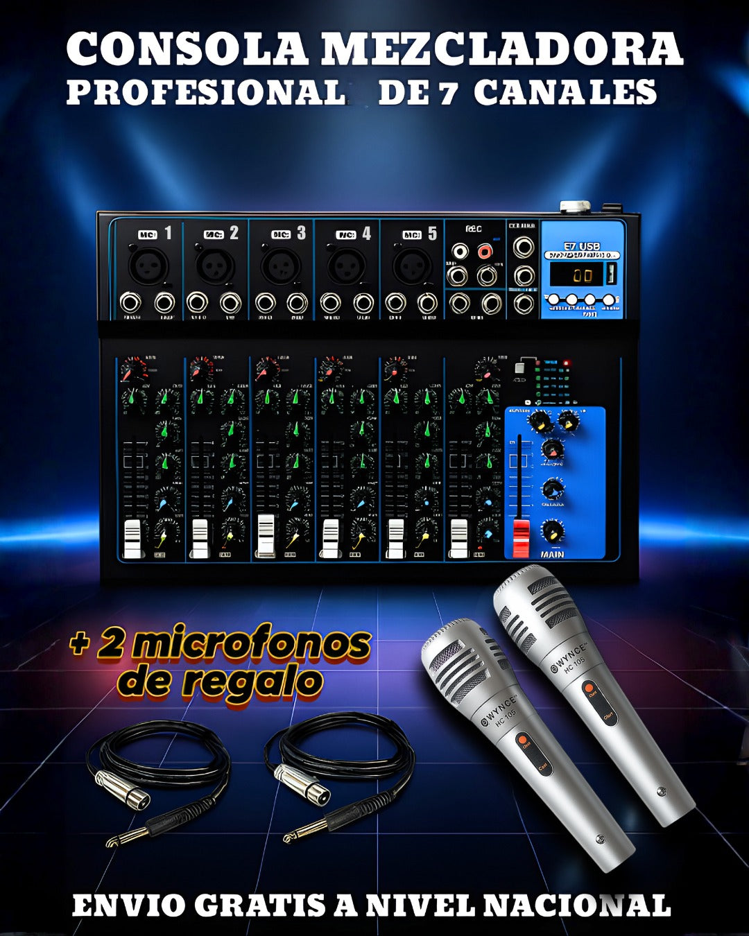 CONSOLA DE SONIDO PROFESIONAL 7 CANALES