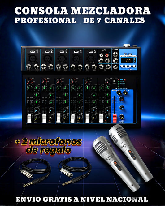 CONSOLA DE SONIDO PROFESIONAL 7 CANALES