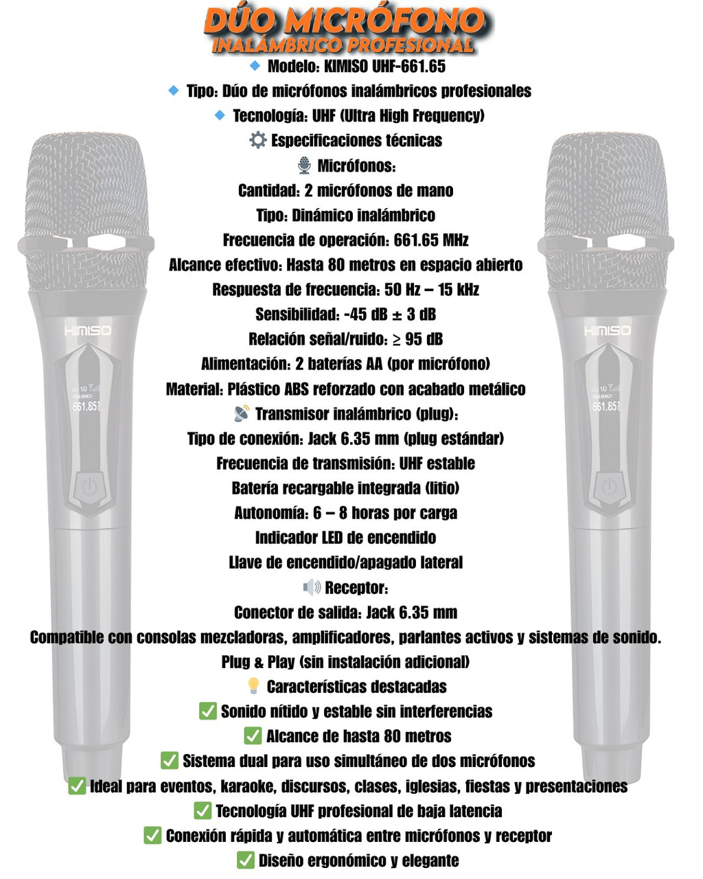 Dúo de Micrófonos Inalámbricos Profesionales