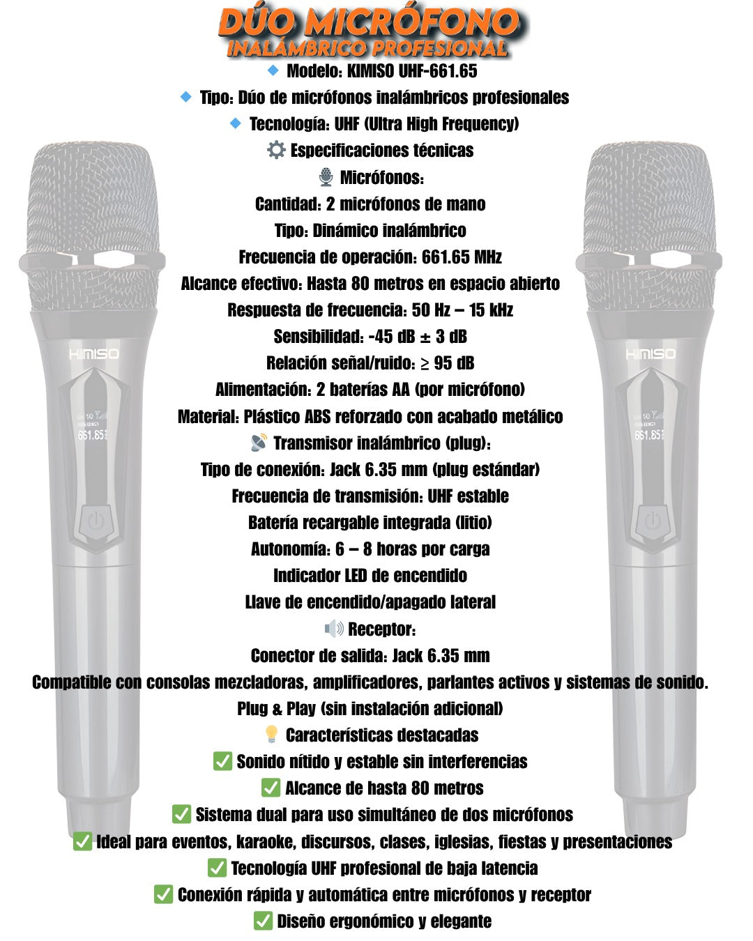 Dúo de Micrófonos Inalámbricos Profesionales