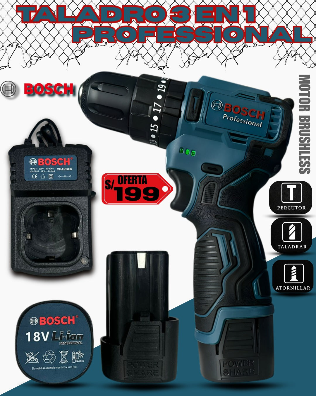 TALADRO PROFESIONAL 3 EN 1