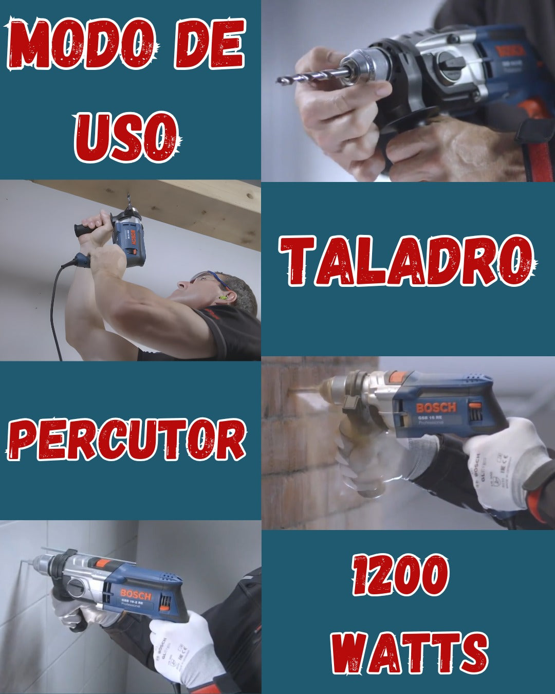 TALADRO ELECTRICO PROFESIONAL BOSH 1200W