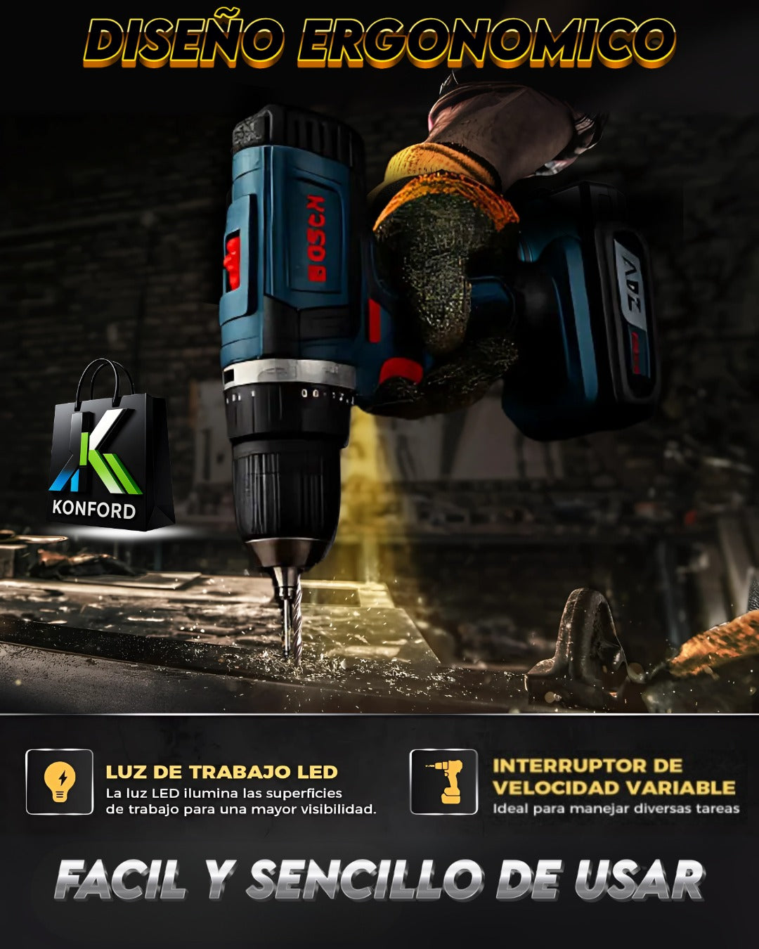 Taladro Mandril Metalico De 24v Bosch