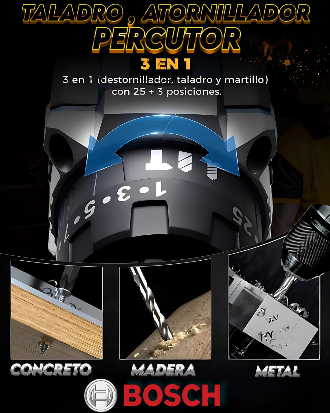 Taladro Mandril Metalico De 24v Bosch