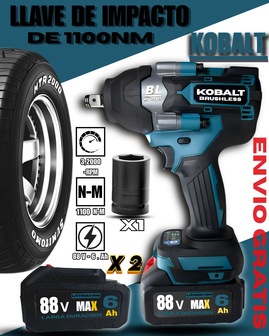 Llave De Impacto Profesional 1100 NM