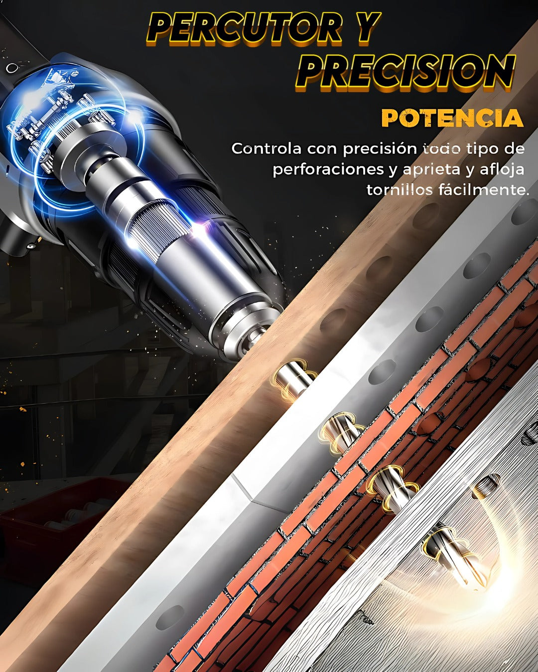 Potente Taladro inalámbrico 48v + accesorios