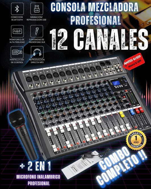 CONSOLA MEZCLADORA 12 CANALES