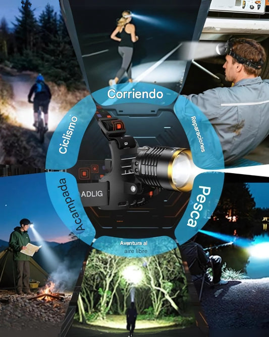 Linterna Frontal LED  1800 mAh / 400–600 m Alcance
