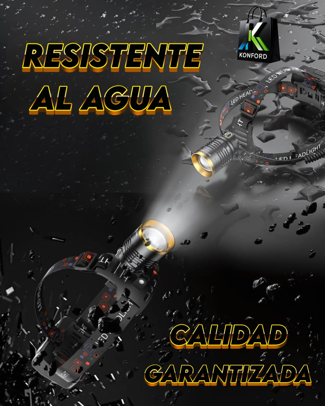 Linterna Frontal LED  1800 mAh / 400–600 m Alcance