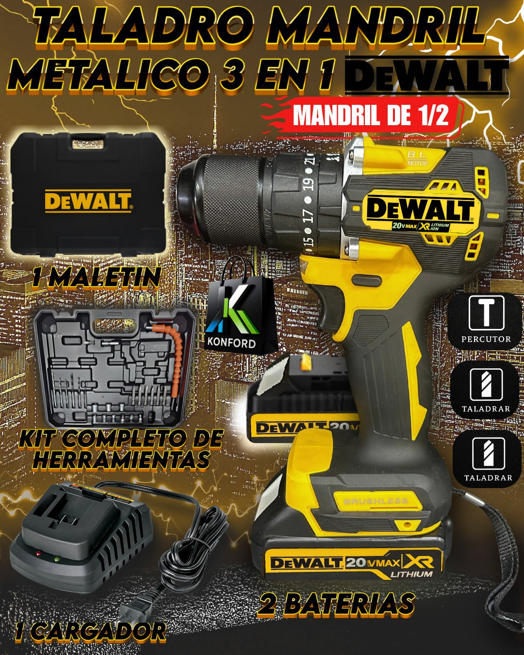 TALADRO MANDRIL METALICO DeWaLT